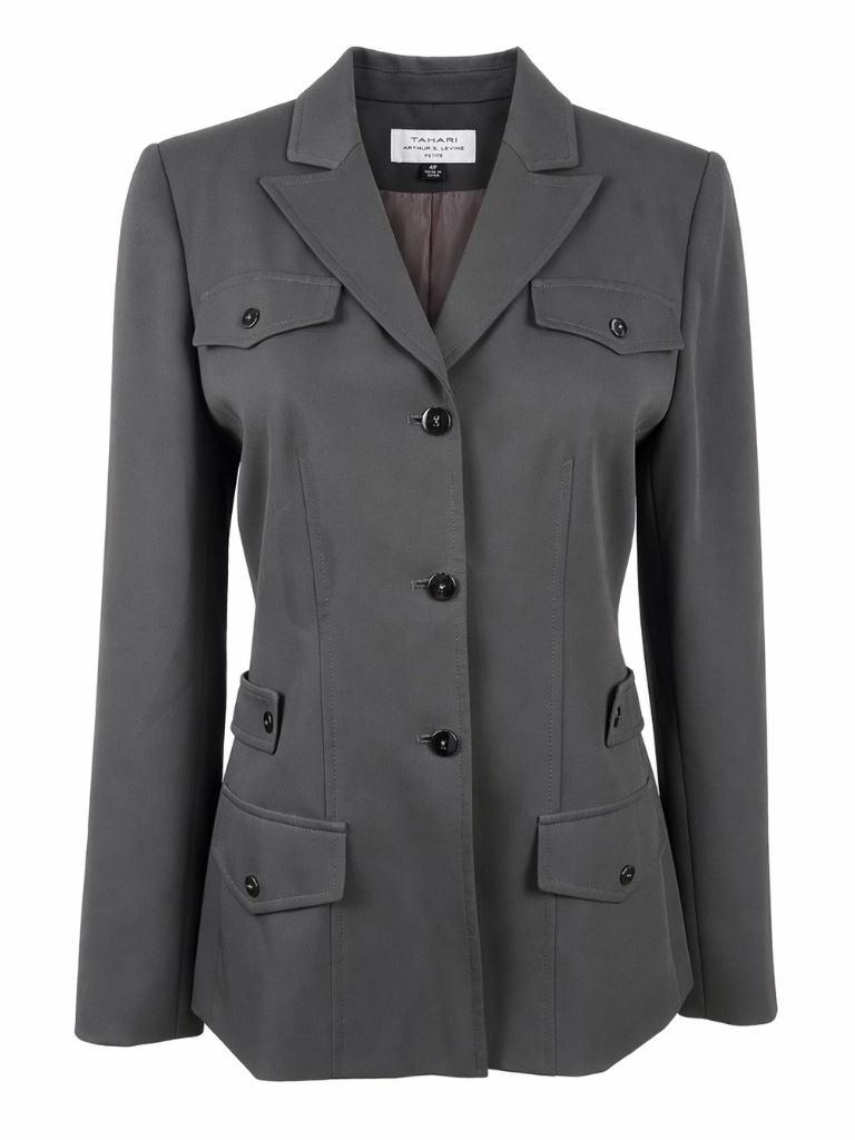 Tahari Arthur S Levine Petite Subtle Green Blazer Size 4p Structured Jacket